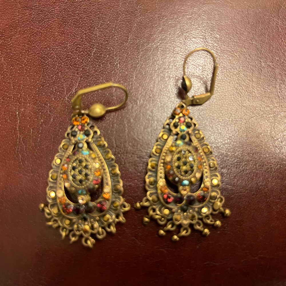 Michal Negrin Earrings Gorgeous Swarovski Crystals Dangle Drop Statement